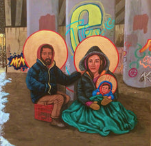 Load image into Gallery viewer, The Holy Family of the Streets Enhanced Wood Print
