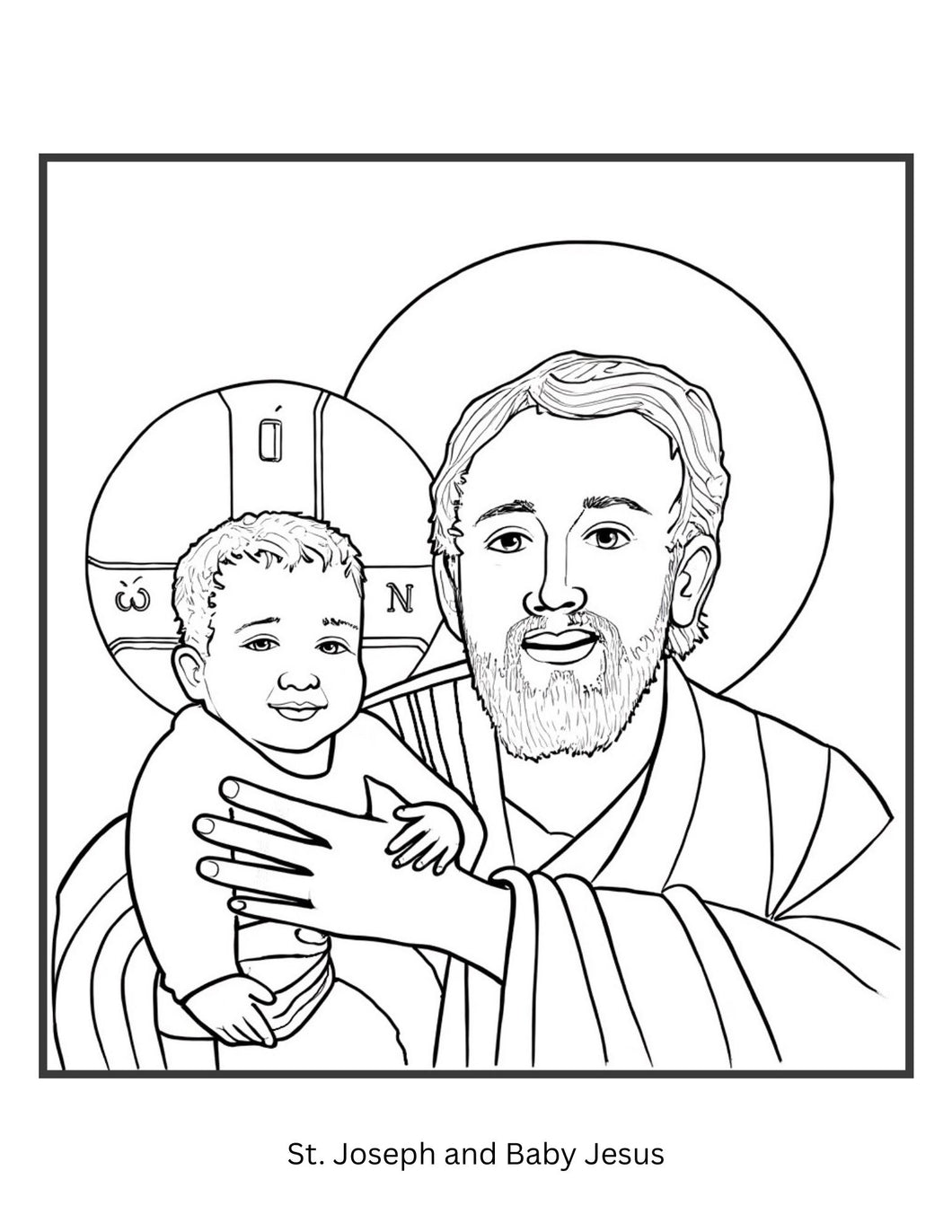 St. Joseph and Baby Jesus Coloring Page
